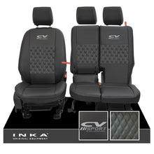 Load image into Gallery viewer, Ford Transit Connect Front 1+2 INKA Bentley Leatherette Tailored Seat Covers Black MY13-24 - CV Sport Embroidery
