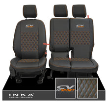 Load image into Gallery viewer, Ford Transit Connect Front 1+2 INKA Bentley Leatherette Tailored Seat Covers Black MY13-24 - CV Sport Embroidery