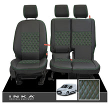 Load image into Gallery viewer, Ford Transit Connect Front 1+2 INKA Bentley Leatherette Tailored Seat Covers Black MY13-24