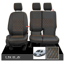 Load image into Gallery viewer, Ford Transit Connect Front 1+2 INKA Bentley Leatherette Tailored Seat Covers Black MY13-24