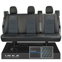 Load image into Gallery viewer, Ford Transit Custom INKA Custom Professional Rear Triple Tailored Leatherette Bentley Diamond Quilt Seat Covers Black MY12-25