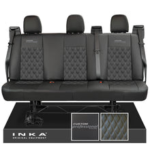 Load image into Gallery viewer, Ford Transit Custom INKA Custom Professional Rear Triple Tailored Leatherette Bentley Diamond Quilt Seat Covers Black MY12-25