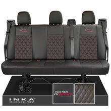 Load image into Gallery viewer, Ford Transit Custom INKA Custom Sport Rear Triple Tailored Leatherette Bentley Diamond Quilt Seat Covers Black MY12-25