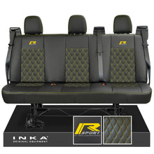 Load image into Gallery viewer, Ford Transit Custom INKA R-Sport Rear Triple Tailored Leatherette Bentley Diamond Quilt Seat Covers Black MY12-25