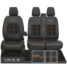 Load image into Gallery viewer, Ford Transit Custom INKA Professional Front 1+2 Tartan Leatherette Tailored Seat Covers Black MY-12-23 (Choice of 7 Colours)