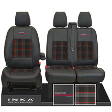 Load image into Gallery viewer, Ford Transit Custom INKA Professional Front 1+2 Tartan Leatherette Tailored Seat Covers Black MY-12-23 (Choice of 7 Colours)