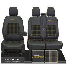 Load image into Gallery viewer, Ford Transit Custom INKA Professional Front 1+2 Tartan Leatherette Tailored Seat Covers Black MY-12-23 (Choice of 7 Colours)