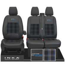 Load image into Gallery viewer, Ford Transit Custom INKA Racing Front 1+2 Tartan Leatherette Tailored Seat Covers Black MY12-23 Seven Colours