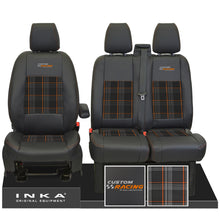 Load image into Gallery viewer, Ford Transit Custom INKA Racing Front 1+2 Tartan Leatherette Tailored Seat Covers Black MY12-23 Seven Colours
