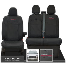 Load image into Gallery viewer, The All New Ford Transit Custom INKA Front 1+2 Tailored Waterproof Seat Covers Set Black MY-2024 Onwards