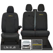 Load image into Gallery viewer, The All New Ford Transit Custom INKA Front 1+2 Tailored Waterproof Seat Covers Set Black MY-2024 Onwards
