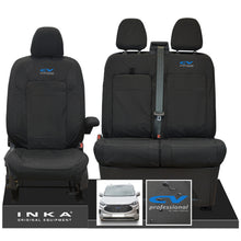 Load image into Gallery viewer, The All New Ford Transit Custom INKA Front 1+2 Tailored Waterproof Seat Covers Set Black MY-2024 Onwards - CV Professional Embroidery