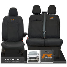 Load image into Gallery viewer, The All New Ford Transit Custom INKA Front 1+2 Tailored Waterproof Seat Covers Set Black MY-2024 Onwards