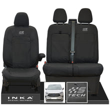 Load image into Gallery viewer, The All New Ford Transit Custom INKA Front 1+2 Tailored Waterproof Seat Covers Set Black MY-2024 Onwards