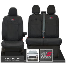 Load image into Gallery viewer, The All New Ford Transit Custom INKA Front 1+2 Tailored Waterproof Seat Covers Set Black MY-2024 Onwards