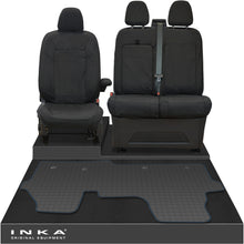 Load image into Gallery viewer, The All New Ford Transit Custom Front 1+2 Tailored Waterproof Seat Covers & Tailored Rubber Mat Black MY 2024+(Choice of 7 Colours)