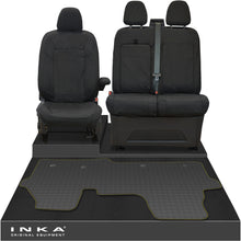 Load image into Gallery viewer, The All New Ford Transit Custom Front 1+2 Tailored Waterproof Seat Covers & Tailored Rubber Mat Black MY 2024+(Choice of 7 Colours)
