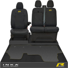 Load image into Gallery viewer, The All New Ford Transit Custom Front 1+2 Tailored Waterproof Seat Covers & Tailored Rubber Mat Black MY 2024+(Choice of 7 Colours)