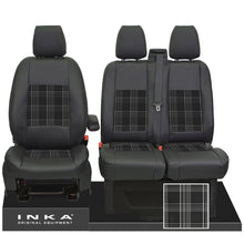 Load image into Gallery viewer, Ford Transit Custom 2012-2023 Inka Front 1+2 Tailored Leather Look Seat Covers in Tartan