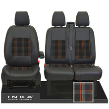 Load image into Gallery viewer, Ford Transit Custom 2012-2023 Inka Front 1+2 Tailored Leather Look Seat Covers in Tartan