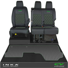 Load image into Gallery viewer, Vauxhall Vivaro MK3 Front 1+2 Bentley Diamond Quilt Leatherette Tailored Seat Covers & Tailored Rubber Mat Black MY19 To Present (Choice of 7 Colours)