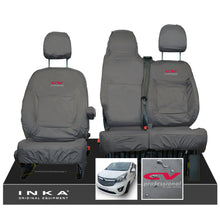 Load image into Gallery viewer, Vauxhall Vivaro B X82 SPORTIVE Front 1+2 INKA Tailored Waterproof Seat Covers Grey MY-14-18 (Choice of 7 Colours) - CV Professional Embroidery