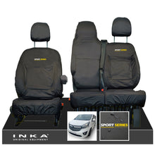 Load image into Gallery viewer, Vauxhall Vivaro B X82 SPORTIVE Front 1+2 INKA Tailored Waterproof Seat Covers Black MY-14-18 (Choice of 7 Colours) - Sport-Series Embroidery