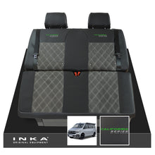 Load image into Gallery viewer, VW California T6.1, T6, T5.1, T5 Ocean, Coast, Beach, SE, Surf INKA Tailored Seat Covers Second Skin Leatherette With Suedetara Bentley Diamond quilted centres
