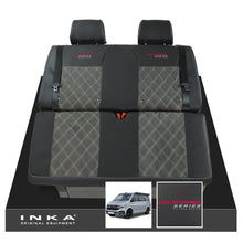 Load image into Gallery viewer, VW California T6.1, T6, T5.1, T5 Ocean, Coast, Beach, SE, Surf INKA Tailored Seat Covers Second Skin Leatherette With Suedetara Bentley Diamond quilted centres