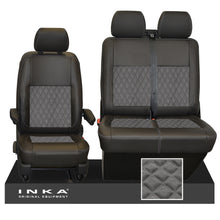 Load image into Gallery viewer, VW Transporter T6.1, T6, T5.1 Front 1+2 INKA Bentley Leatherette Suedetara Tailored Seat Covers Black Fits Panel Van & Kombi