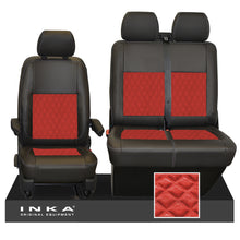 Load image into Gallery viewer, VW Transporter T6.1, T6, T5.1 Front 1+2 INKA Bentley Leatherette Suedetara Tailored Seat Covers Black Fits Panel Van & Kombi