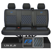 Load image into Gallery viewer, New VW Transporter T6.1, T6, T5.1 Rear Triple Bentley Diamond Quilt Tailored Leatherette Seat Covers Black Fits Panel Van & Kombi