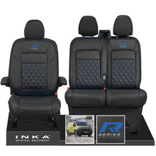 Load image into Gallery viewer, New VW Transporter T7 Panel Van INKA Front Bentley Leatherette Tailored Seat Cover Set Black MY25 Onwards - R-Series Embroidery