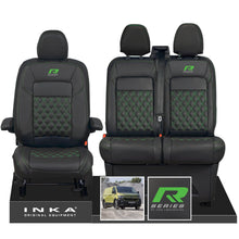 Load image into Gallery viewer, New VW Transporter T7 Panel Van INKA Front Bentley Leatherette Tailored Seat Cover Set Black MY25 Onwards - R-Series Embroidery