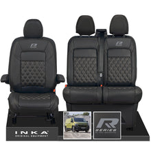 Load image into Gallery viewer, New VW Transporter T7 Panel Van INKA Front Bentley Leatherette Tailored Seat Cover Set Black MY25 Onwards - R-Series Embroidery