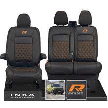 Load image into Gallery viewer, New VW Transporter T7 Panel Van INKA Front Bentley Leatherette Tailored Seat Cover Set Black MY25 Onwards - R-Series Embroidery