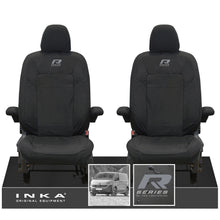 Load image into Gallery viewer, New VW Transporter T7 Panel Van INKA Front Set Tailored Waterproof Seat Covers Black MY25 Onwards - R-Series Embroidery