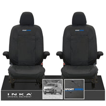 Load image into Gallery viewer, New VW Transporter T7 Panel Van INKA Front Set Tailored Waterproof Seat Covers Black MY25 Onwards - Sport-Series Embroidery