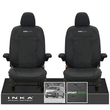 Load image into Gallery viewer, New VW Transporter T7 Panel Van INKA Front Set Tailored Waterproof Seat Covers Black MY25 Onwards - Sport-Series Embroidery