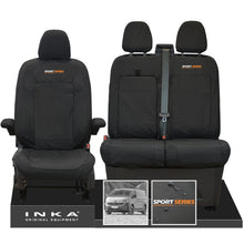 Load image into Gallery viewer, New VW Transporter T7 Panel Van INKA Front Set Tailored Waterproof Seat Covers Black MY25 Onwards - Sport-Series Embroidery