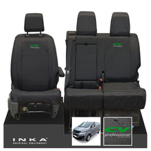 Load image into Gallery viewer, Vauxhall Opel Vivaro INKA Front 1+2 Tailored Waterproof Seat Covers Black MY19 to present - CV Professional Embroidery