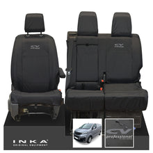 Load image into Gallery viewer, Vauxhall Opel Vivaro INKA Front 1+2 Tailored Waterproof Seat Covers Black MY19 to present - CV Professional Embroidery