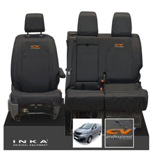 Load image into Gallery viewer, Vauxhall Opel Vivaro INKA Front 1+2 Tailored Waterproof Seat Covers Black MY19 to present - CV Professional Embroidery