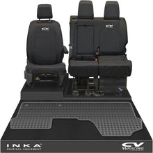 Load image into Gallery viewer, Vauxhall Opel Vivaro INKA Front 1+2 Tailored Waterproof Seat Covers & Tailored Rubber Mat Black MY19 to Present