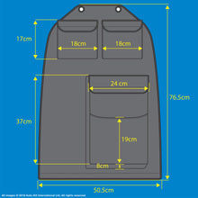 Load image into Gallery viewer, VW California T6.1,T6,T5 Inka Kitchen Seatstor Seat Storage Pockets Organsier Tidy Black Leatherette With bespoke " California Series" embroidery in 7 colours to match your vehicle colour palette.