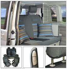 Load image into Gallery viewer, VW California T6.1, T6, T5.1, T5 Ocean, Coast, Beach, Surf, SE Tailored Lifestyle Seat Covers, Second Skin Takato Grey
