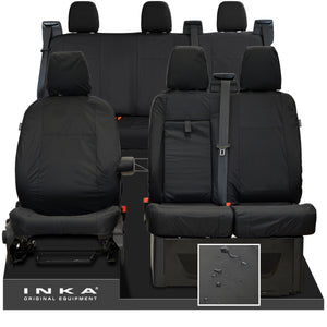 Ford Transit Custom INKA Front & Rear Set Tailored Waterproof Seat Covers Black MY-2012+