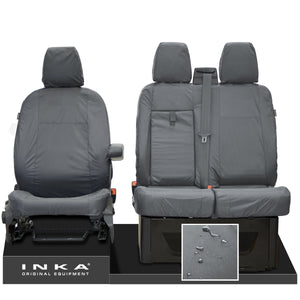 Ford Transit MK8/MK9 MY14 to Present INKA Front Set 1+2 Tailored Waterproof Seat Covers Grey Fits All Derivatives Incl Jumbo