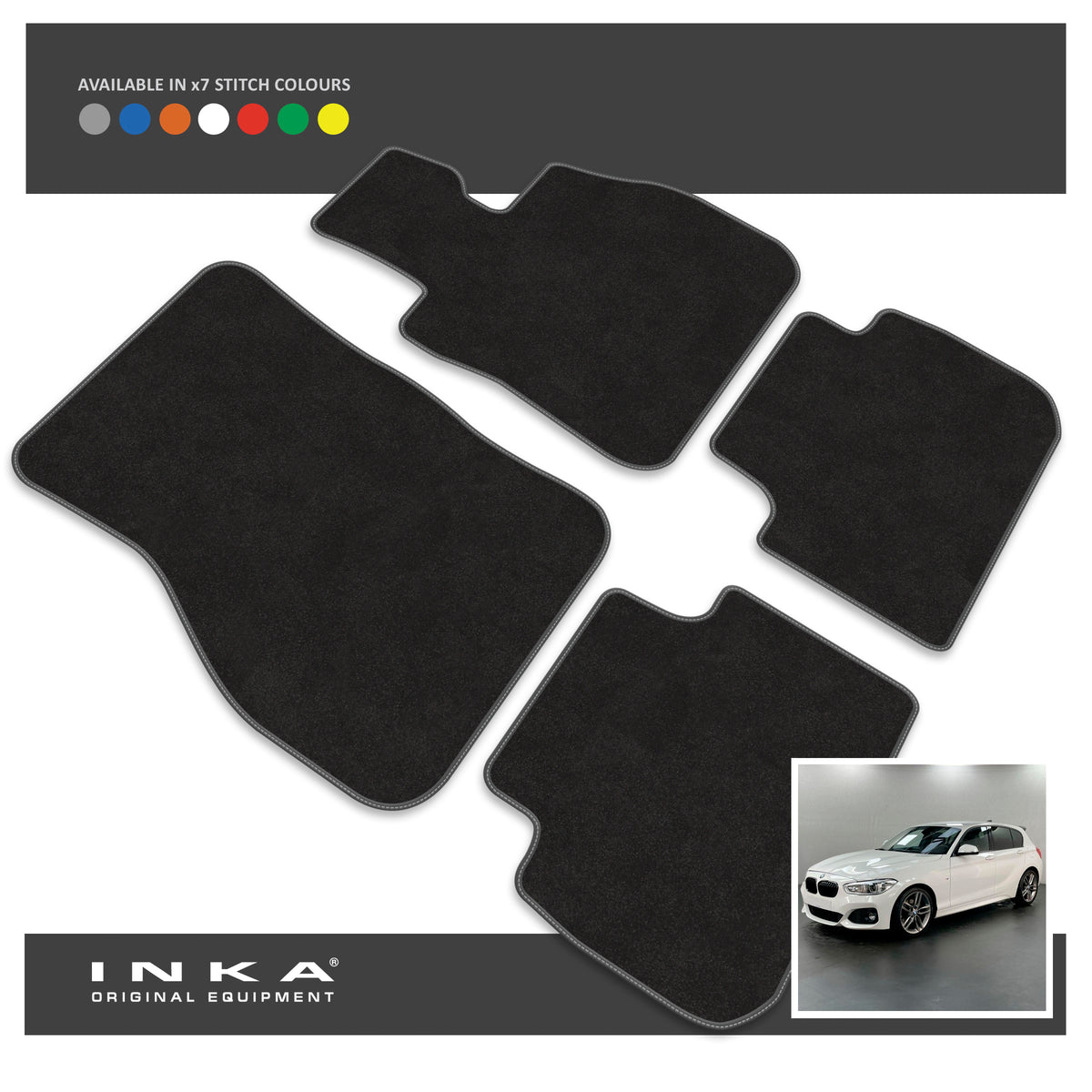 BMW 1 Series F40 Hatch Front & Rear Tailored Carpet Mat with 7x Stitch ...