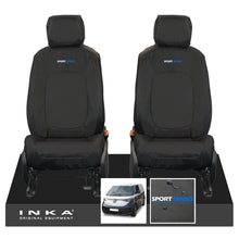 Load image into Gallery viewer, VW ID Buzz Cargo Front 1+1 INKA Tailored Waterproof Seat Covers Black with Embroidery MY22 onwards
